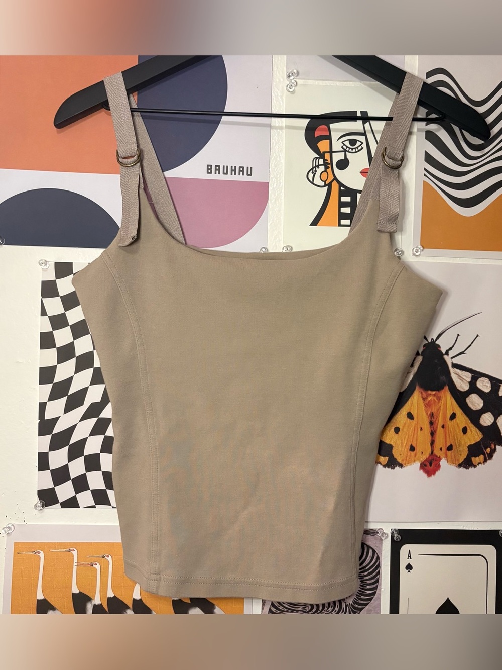 Express Beige Adjustable Strap Tank Top
